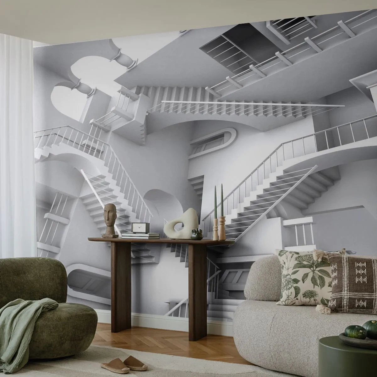 Fotobehang Premium Canvas - De paradoxen van de ruimte - Abstractie, 3D, Architectuur - 150x105 cm