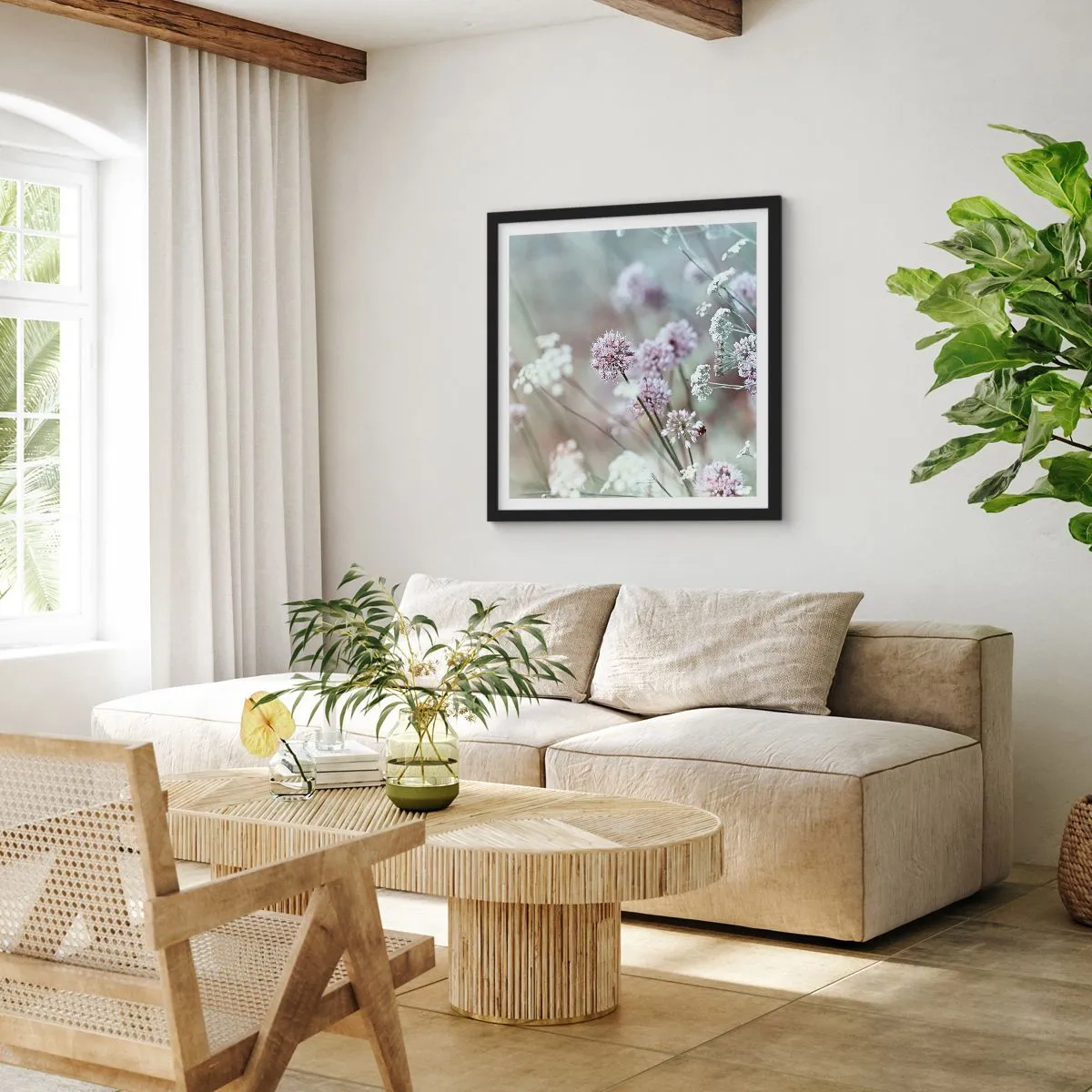 Poster in een zwarte lijst - Zoete filigrane kruiden - 50x50 cm