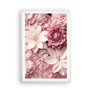 Poster in een witte lijst - In roze bloemblaadjes - 61x91 cm