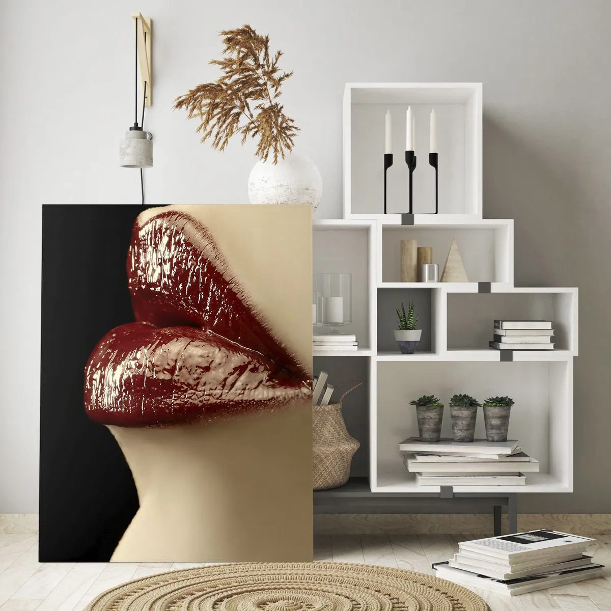 Schilderen op glas - Sensualiteit en schittering van karmijn - 80x120 cm