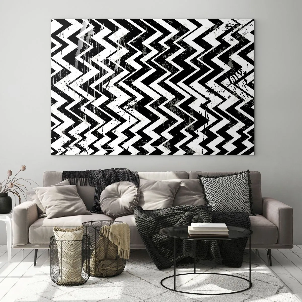 Schilderen op glas - Zyg-wit, zag-zwart - 120x80 cm