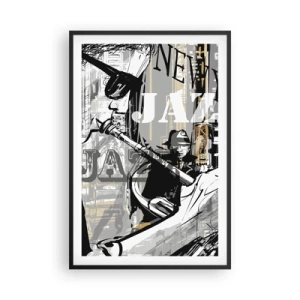 Poster in een zwarte lijst - Op het ritme van New York - 61x91 cm