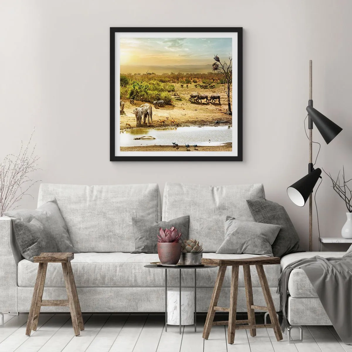 Poster in een zwarte lijst - "Er stroomde een rivier uit Eden …" - 50x50 cm