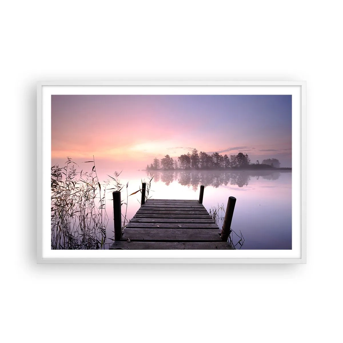 Poster in een witte lijst - Van de lila mist... - 91x61 cm