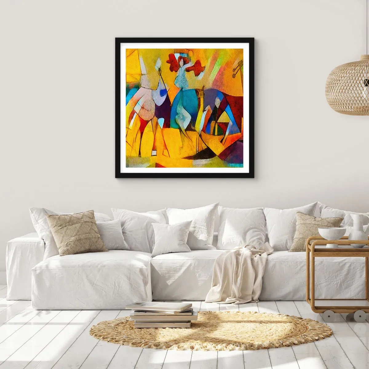 Poster in een zwarte lijst - Zon - leven - vreugde - 30x30 cm