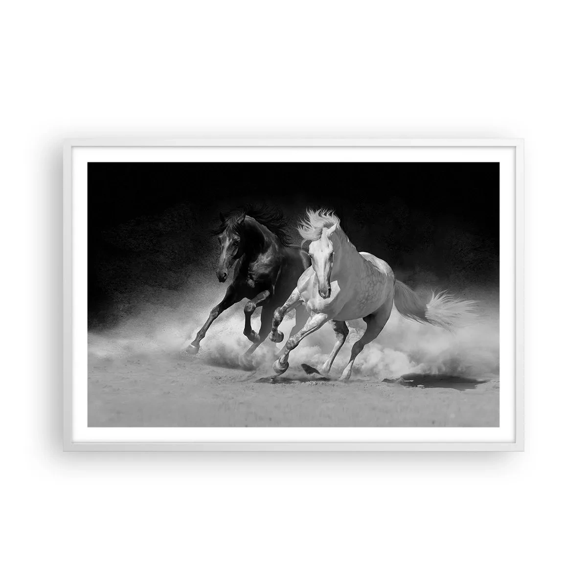 Poster in een witte lijst - Vrijheidsgalop - 91x61 cm