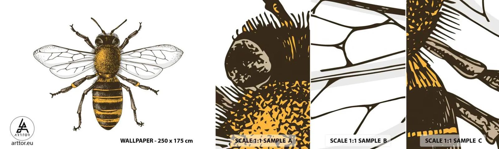 Fotobehang Monster Zelfklevend Deluxe Sticker - Mooi en goed - Bij, Insect, Natuur - 100x30 cm