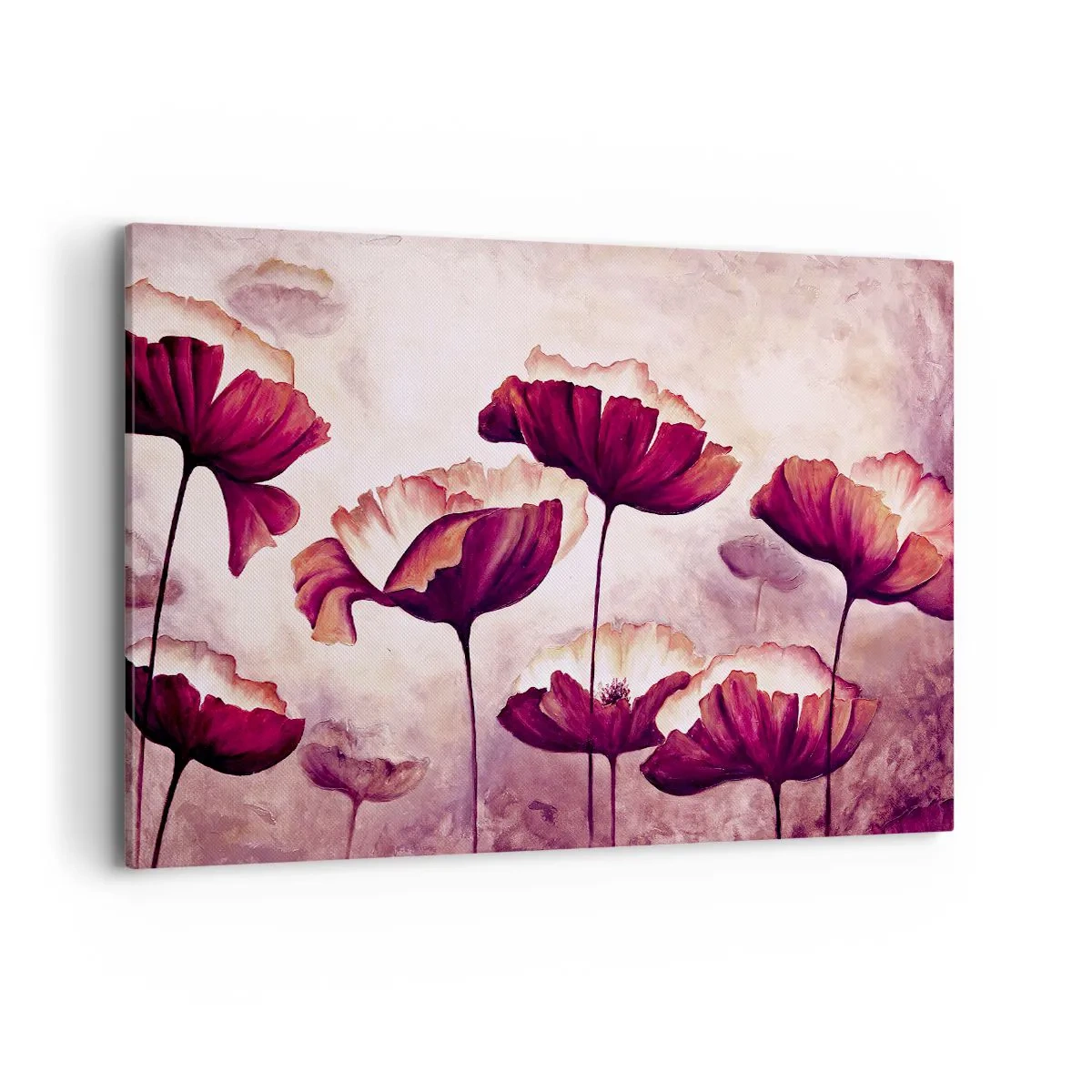 Schilderen op canvas - Rood en wit bloemblad - 120x80 cm