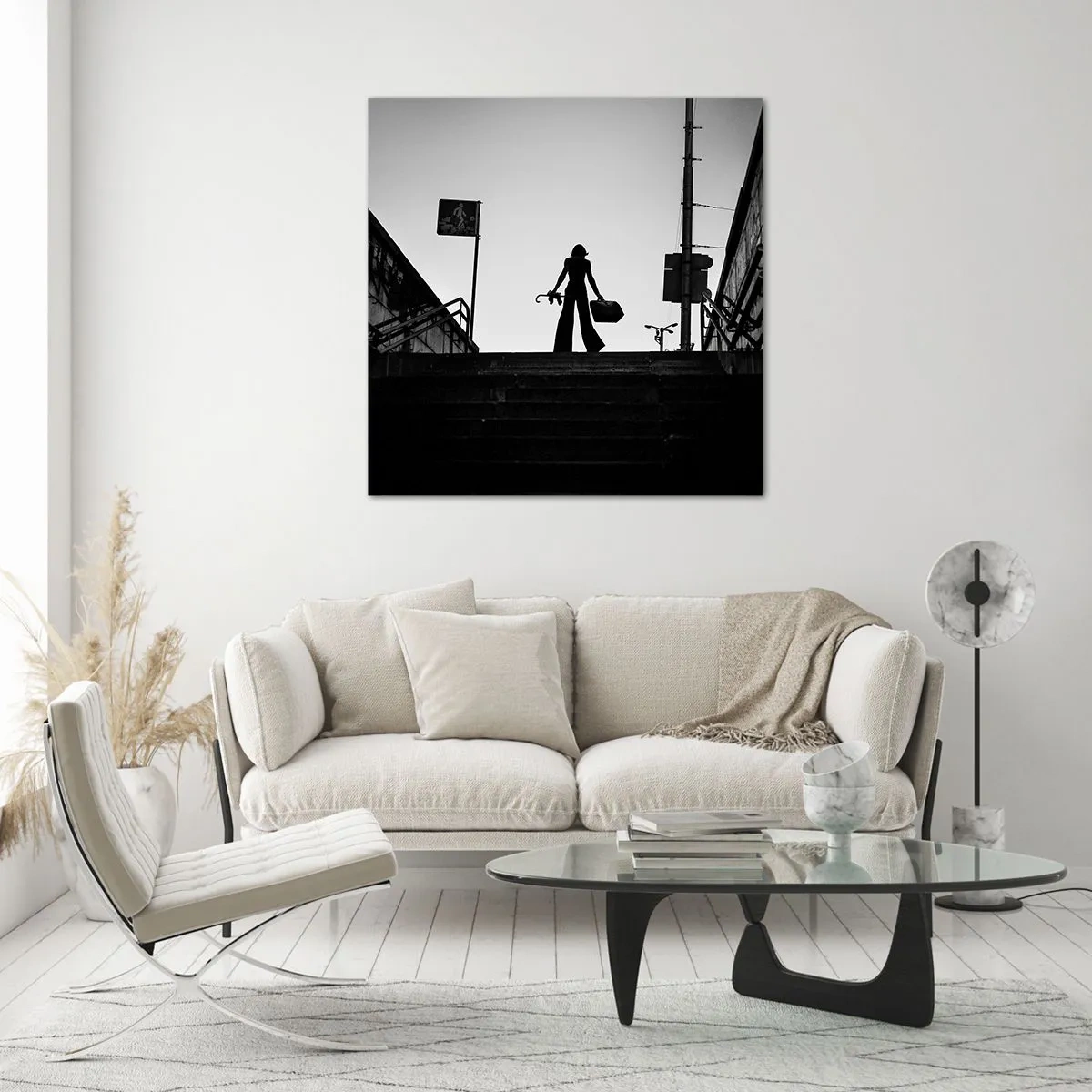 Schilderen op glas - Stedelijk dwalen - 70x70 cm