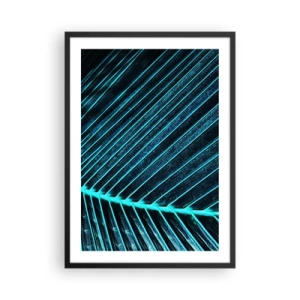 Poster in een zwarte lijst - Abstracte bladstructuur in neonkleuren - 50x70cm - Groene textuur - Moderne wanddecoratie voor woonkamer en slaapkamer ARTTOR
