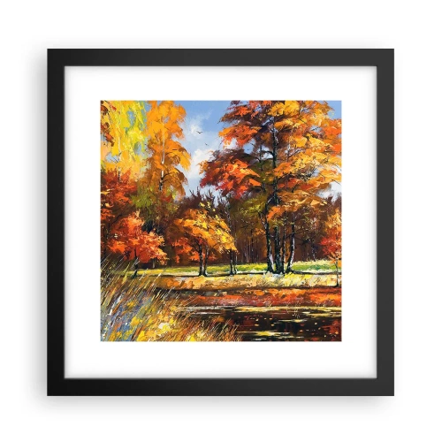 Poster in een zwarte lijst - Landschap in goud en brons - 30x30 cm