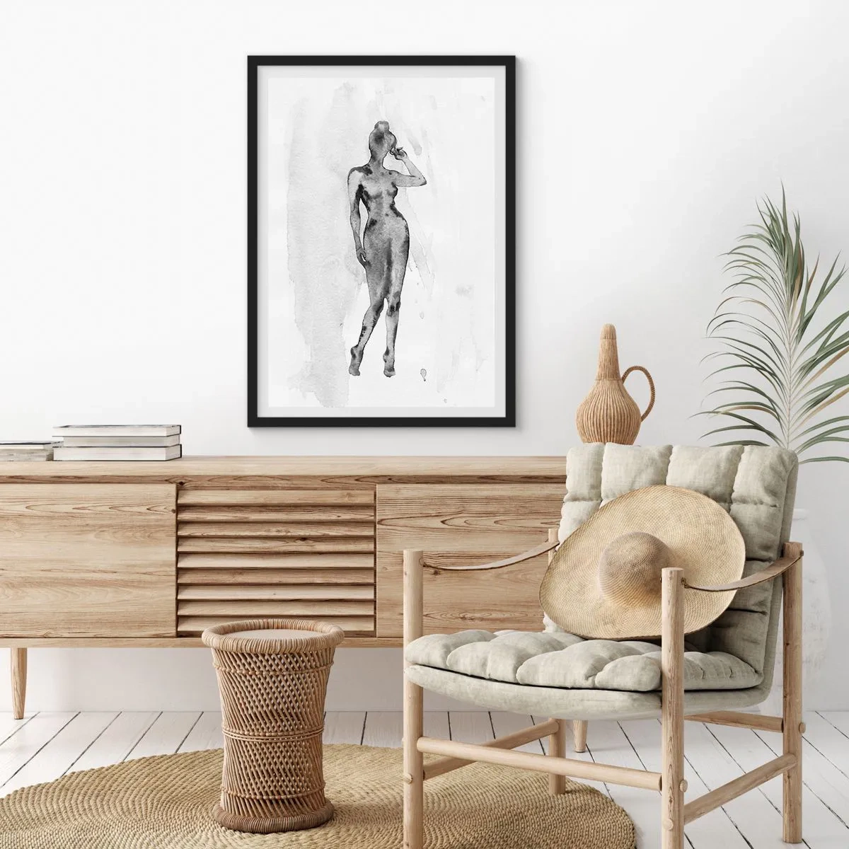 Poster in een zwarte lijst - Een onderzoek naar het ideaal van vrouwelijkheid - 70x100 cm