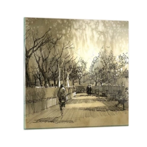 Schilderen op glas - Een moment gestopt met een veer - 50x50 cm