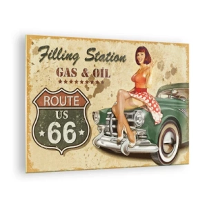 Schilderen op glas - De wonderlijke jaren 40 - 70x50cm - De grote jaren 40. - Moderne wanddecoratie voor woonkamer en slaapkamer ARTTOR