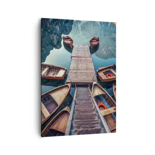 Schilderen op canvas - Ik wacht bij de jachthaven - 50x70 cm