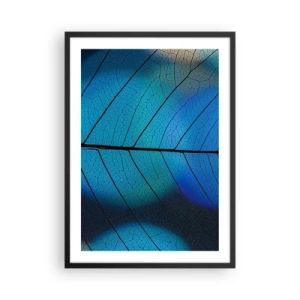 Poster in een zwarte lijst - Close-up van een blauw blad met opvallende nerven - 50x70cm - Ingewikkelde constructie - Moderne wanddecoratie voor woonkamer en slaapkamer ARTTOR