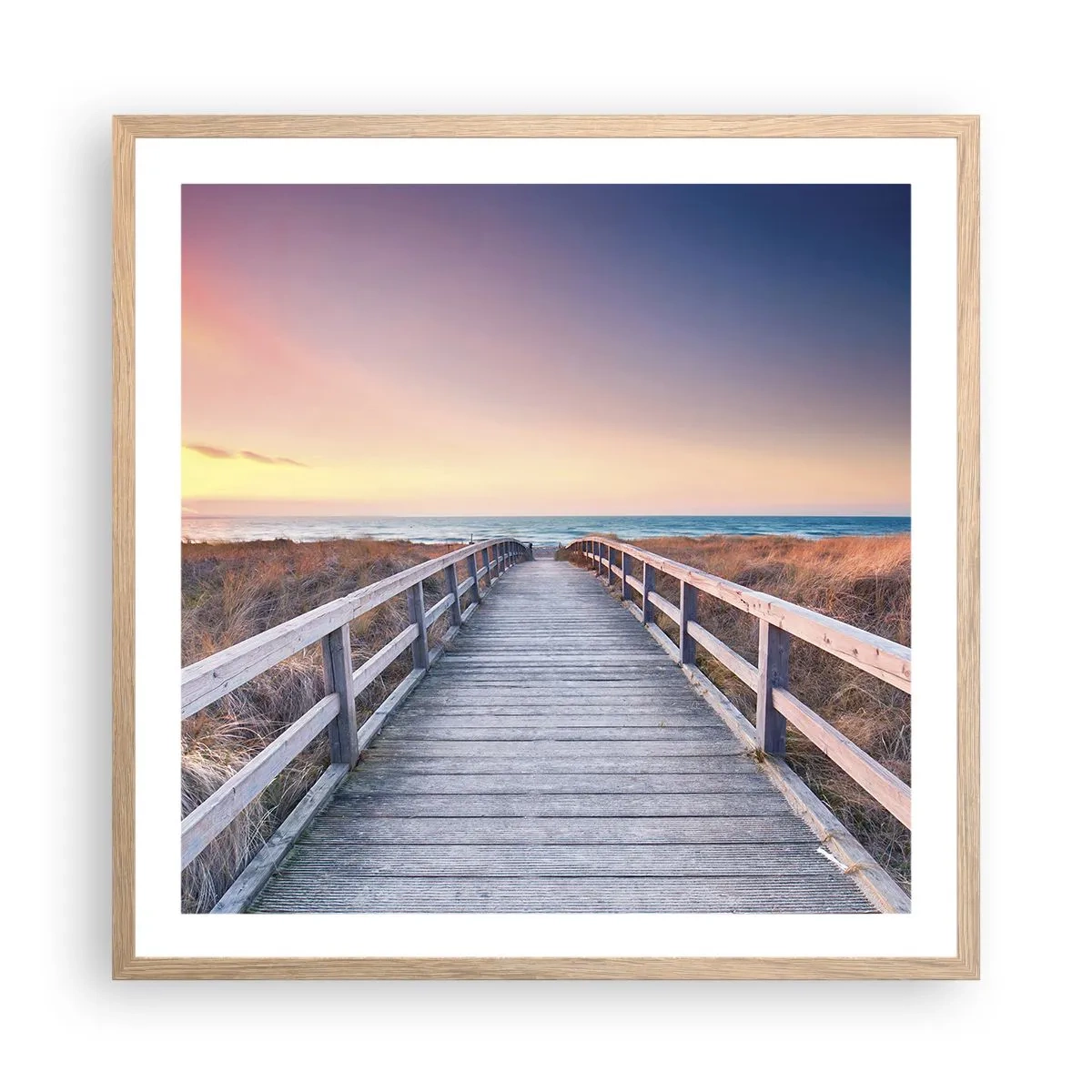 Een poster in een licht eiken lijst - Baltische avond aurora - 60x60 cm