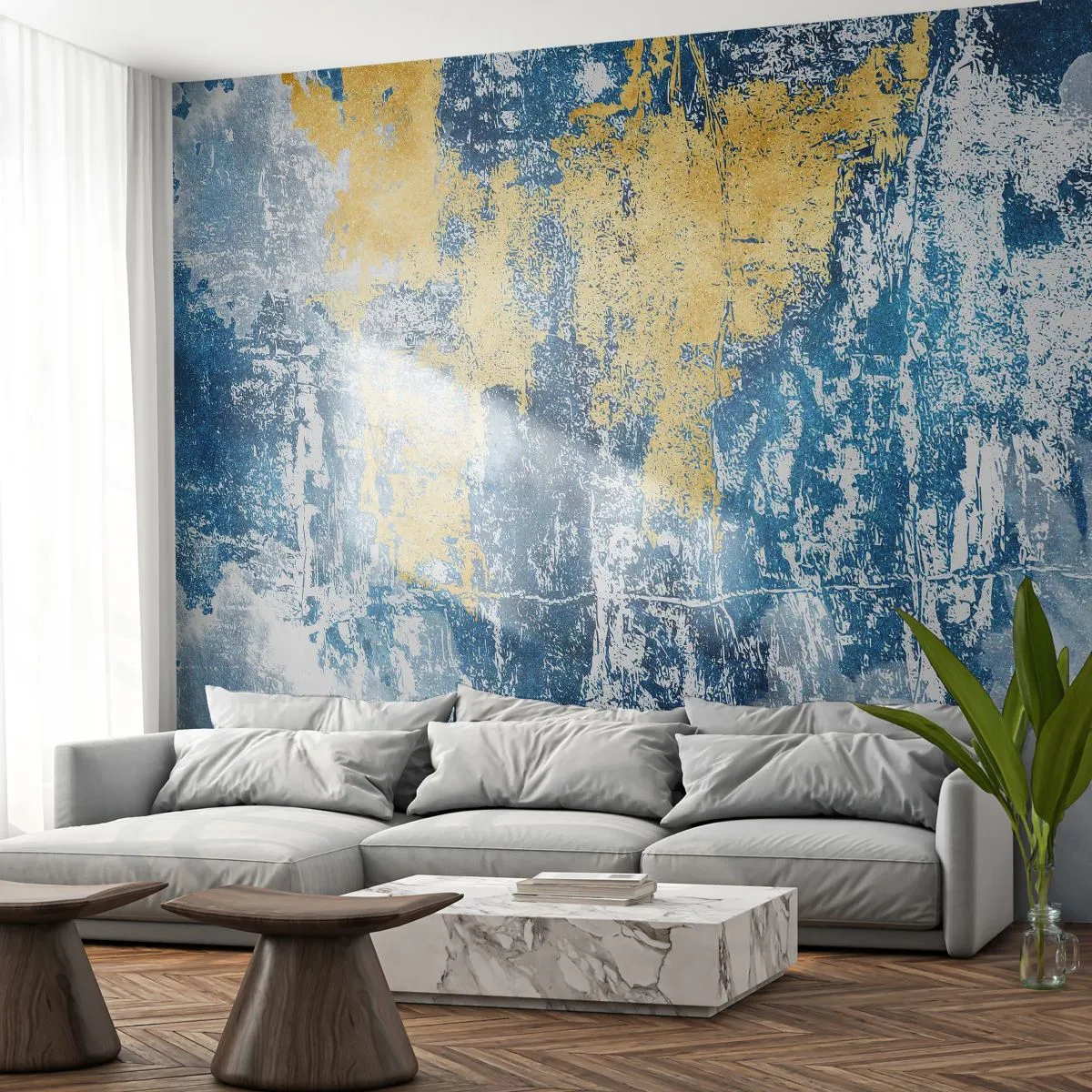 Fotobehang Premium Canvas - Abstractie vol met weer - Abstractie, Deel, Vlekken - 250x175 cm