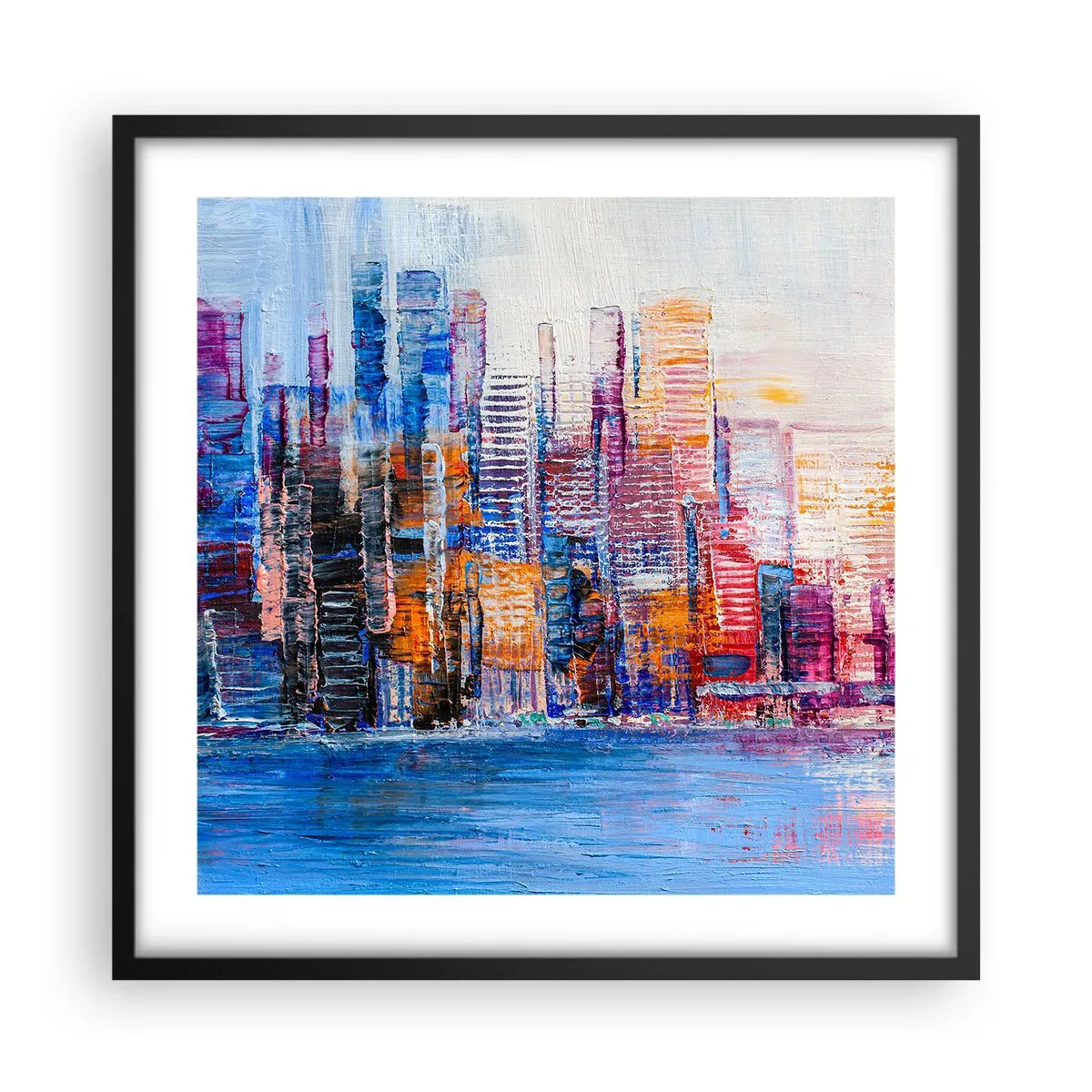 Poster in een zwarte lijst - Een vrolijke metropool - 50x50 cm