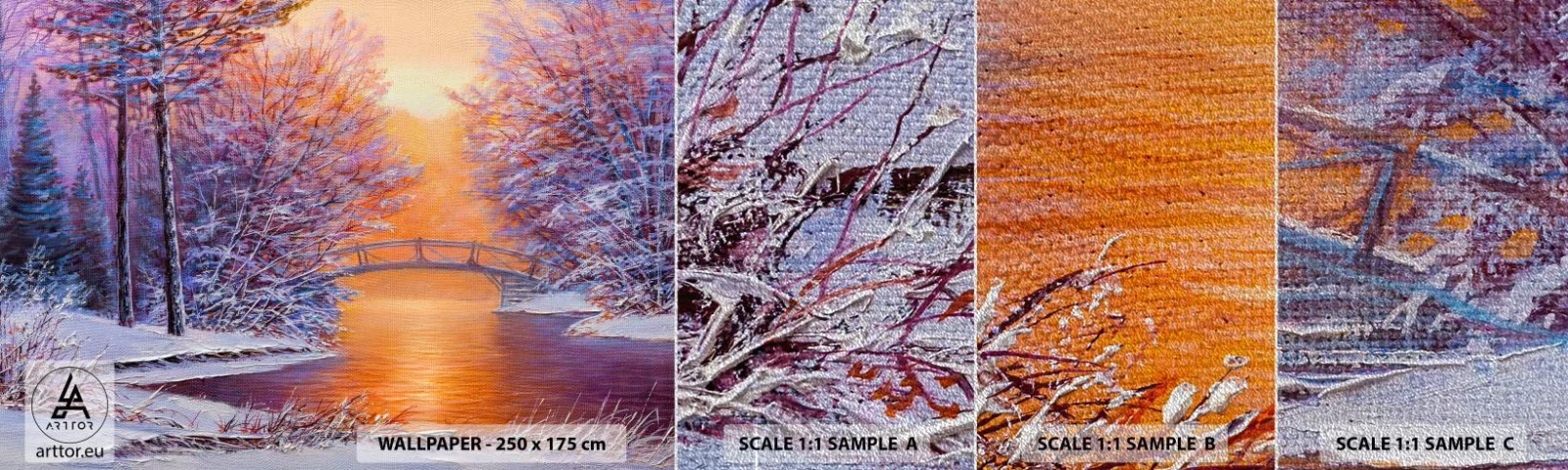 Fotobehang Monster Premium Sand - Laten we elkaar hier ontmoeten - Landschap, Park, Brug - 100x30 cm