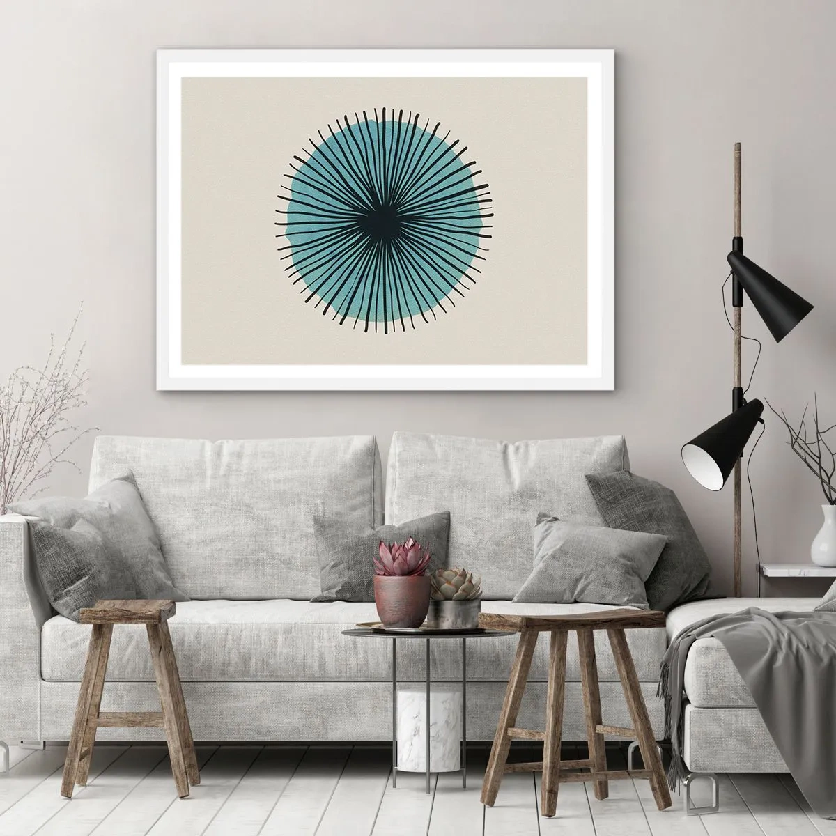 Poster in een witte lijst - Stralend in het blauw - 50x40 cm