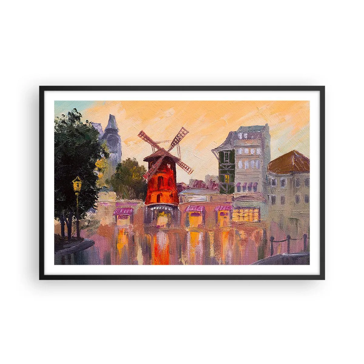 Poster in een zwarte lijst - Parijse iconen – Moulin Rouge - 91x61 cm