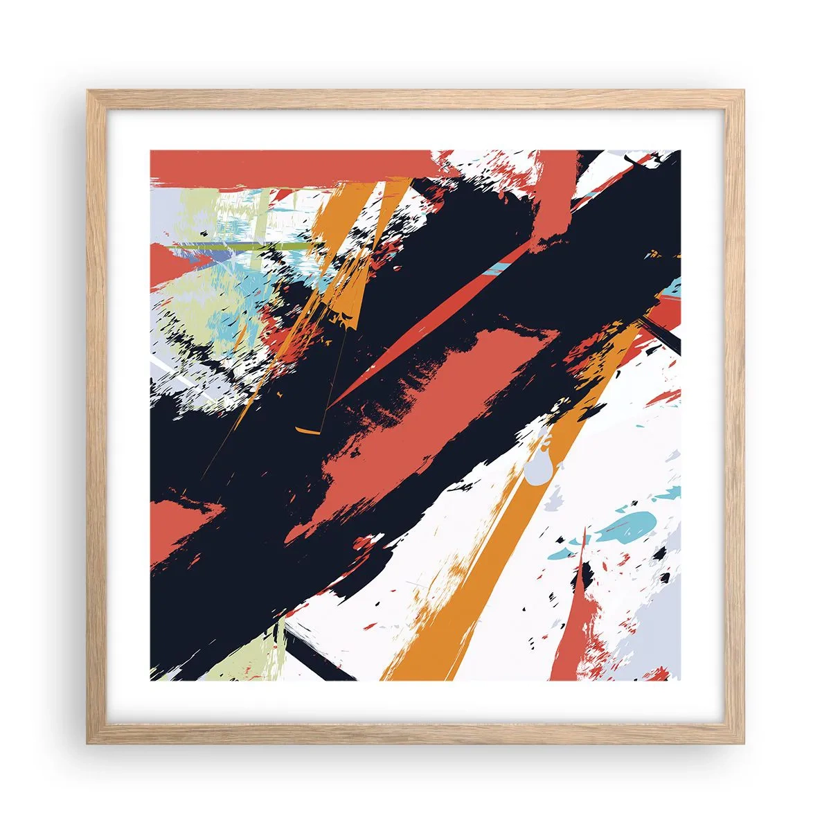 Een poster in een licht eiken lijst - Dynamische compositie - 50x50 cm