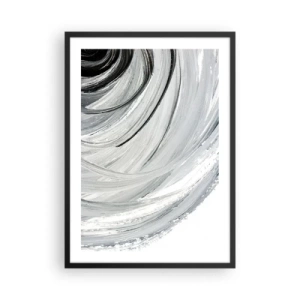 Poster in een zwarte lijst - Dynamische abstractie in tinten zwart, wit en grijs - 50x70cm - Orbitale samenstelling - Moderne wanddecoratie voor woonkamer en slaapkamer ARTTOR