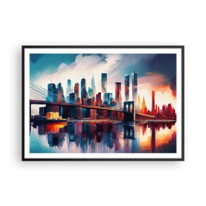 Poster in een zwarte lijst - Een droomachtig New York - 100x70 cm