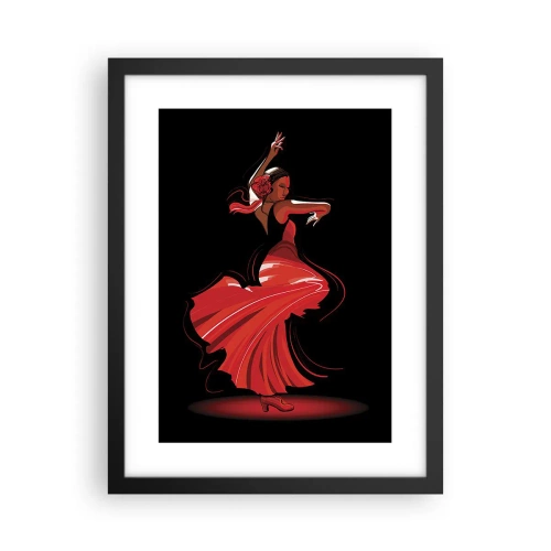 Poster in een zwarte lijst - De vurige geest van flamenco - 30x40 cm