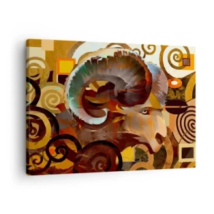 Schilderen op canvas - Een symbolische ram in een abstracte compositie - 70x50cm - Magie - religies - rituelen - Moderne wanddecoratie voor woonkamer en slaapkamer ARTTOR