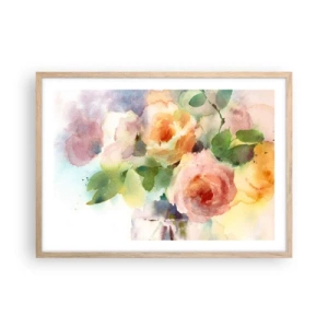 Een poster in een licht eiken lijst - Delicaat als aquarel - 70x50 cm
