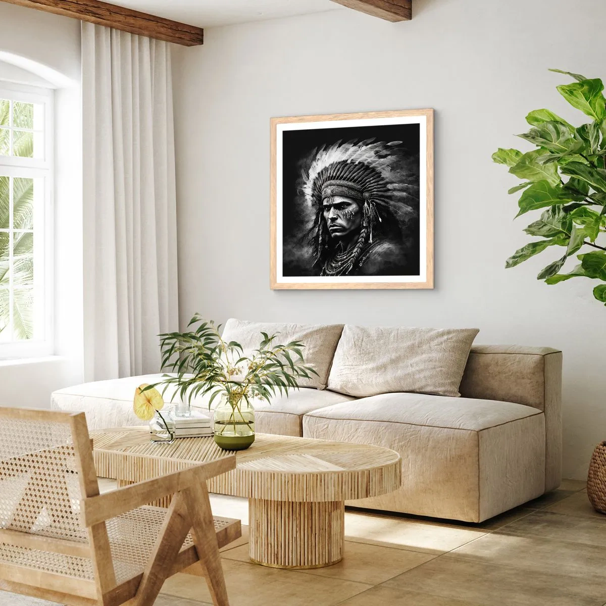 Een poster in een licht eiken lijst - Een leider en strijder - 50x50 cm