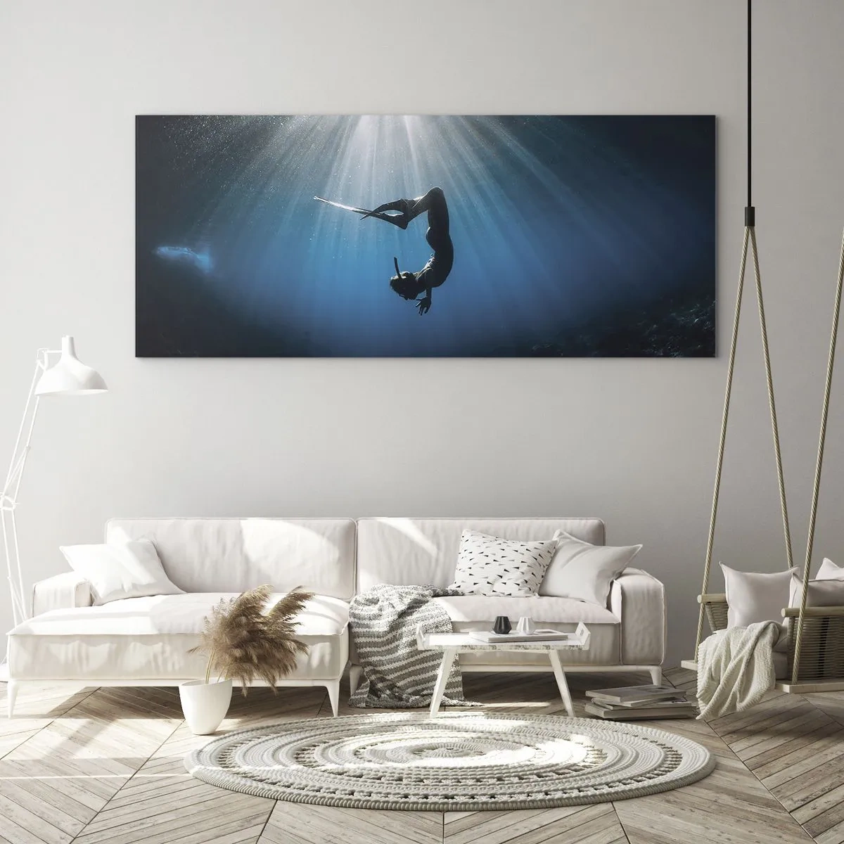 Schilderen op glas - onderwaterdans - 120x50 cm