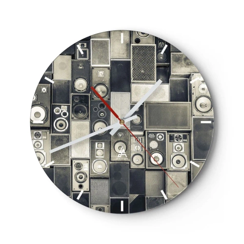 Wandklok - Klok - Luidsprekerset in retrostijl - 30x30cm - En alles is goed - Moderne wanddecoratie voor woonkamer, keuken en slaapkamer ARTTOR