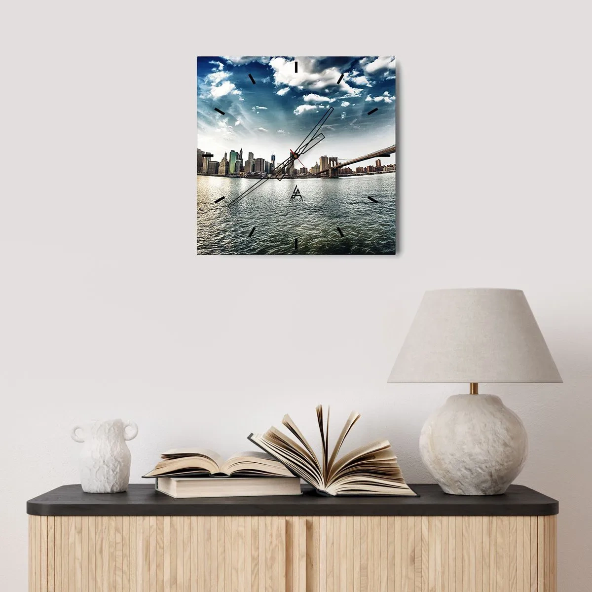 Wandklok - Klok - Het glazen eiland - 30x30 cm