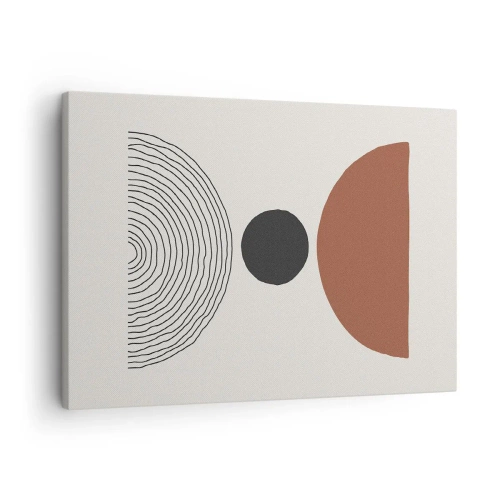 Schilderen op canvas - Abstracte geometrische figuren in warme kleuren - 70x50cm - Het middelpunt van de aandacht - Moderne wanddecoratie voor woonkamer en slaapkamer ARTTOR