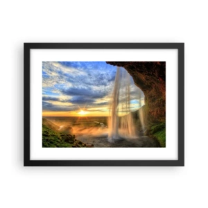 Poster in een zwarte lijst - De wereld achter een sluier van druppels - 40x30 cm