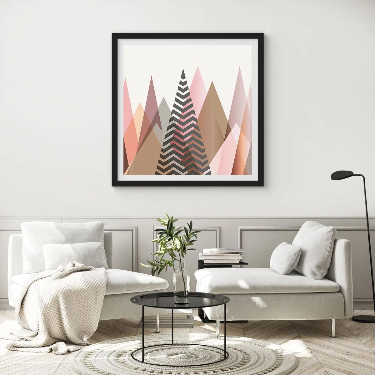 Poster in een zwarte lijst - Piramidaal uitzicht - 30x30 cm