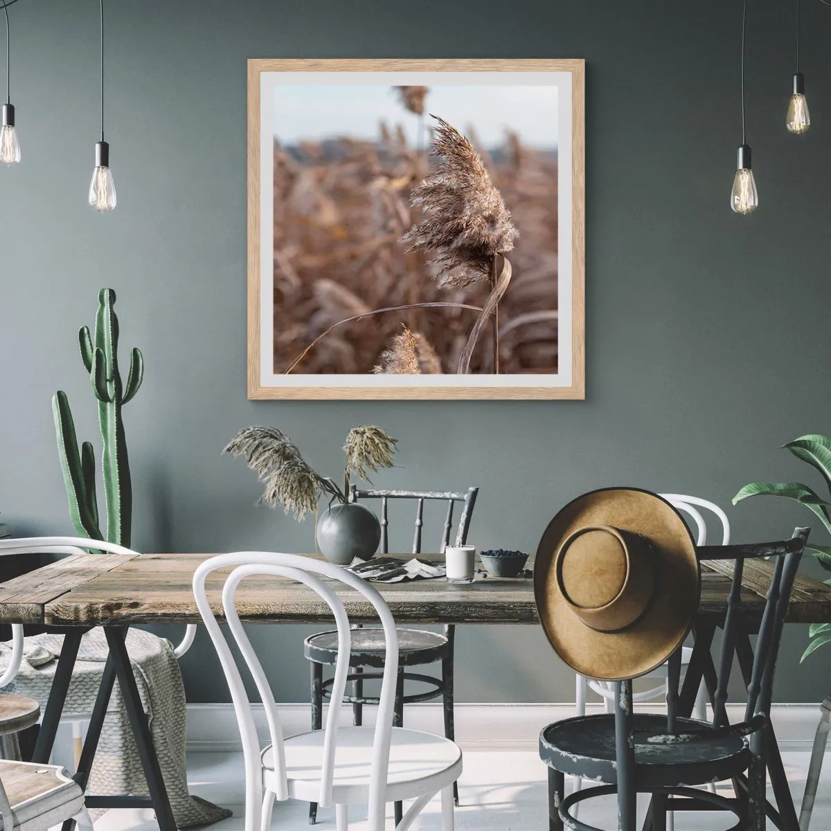 Een poster in een licht eiken lijst - Tijd om met de wind mee te gaan - 60x60 cm