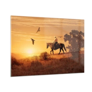 Schilderen op glas - Alleen over de prairie - 100x70 cm