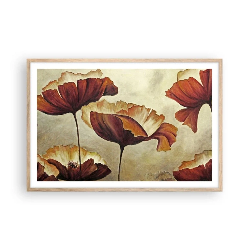 Een poster in een licht eiken lijst - Golvend weiland - 91x61 cm