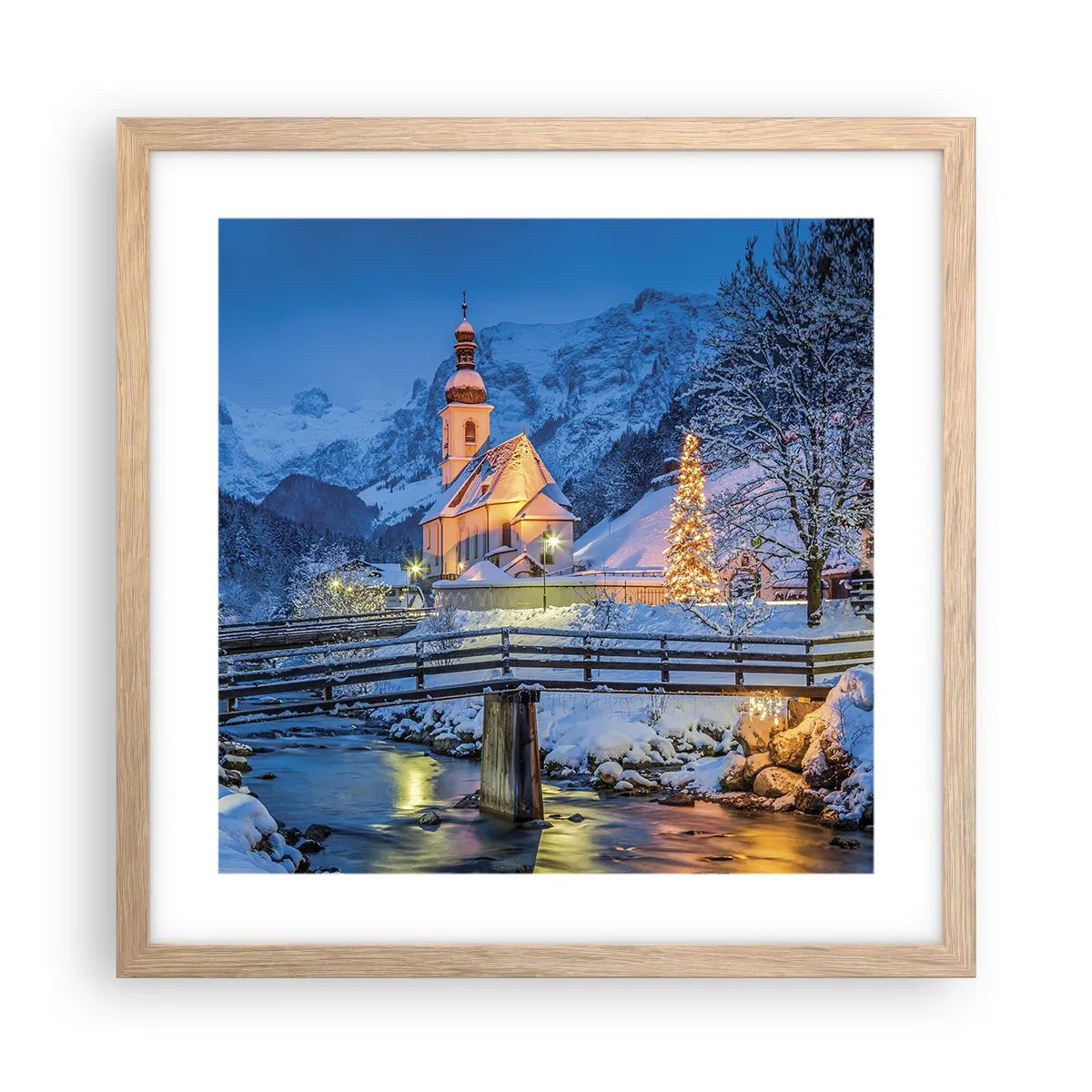 Een poster in een licht eiken lijst - Kerstgeest - 40x40 cm