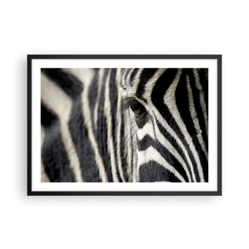 Poster in een zwarte lijst - Gestreept portret - 70x50 cm
