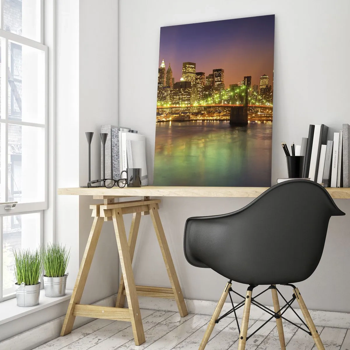 Schilderen op glas - Het licht gaat hier nooit uit - 50x70 cm