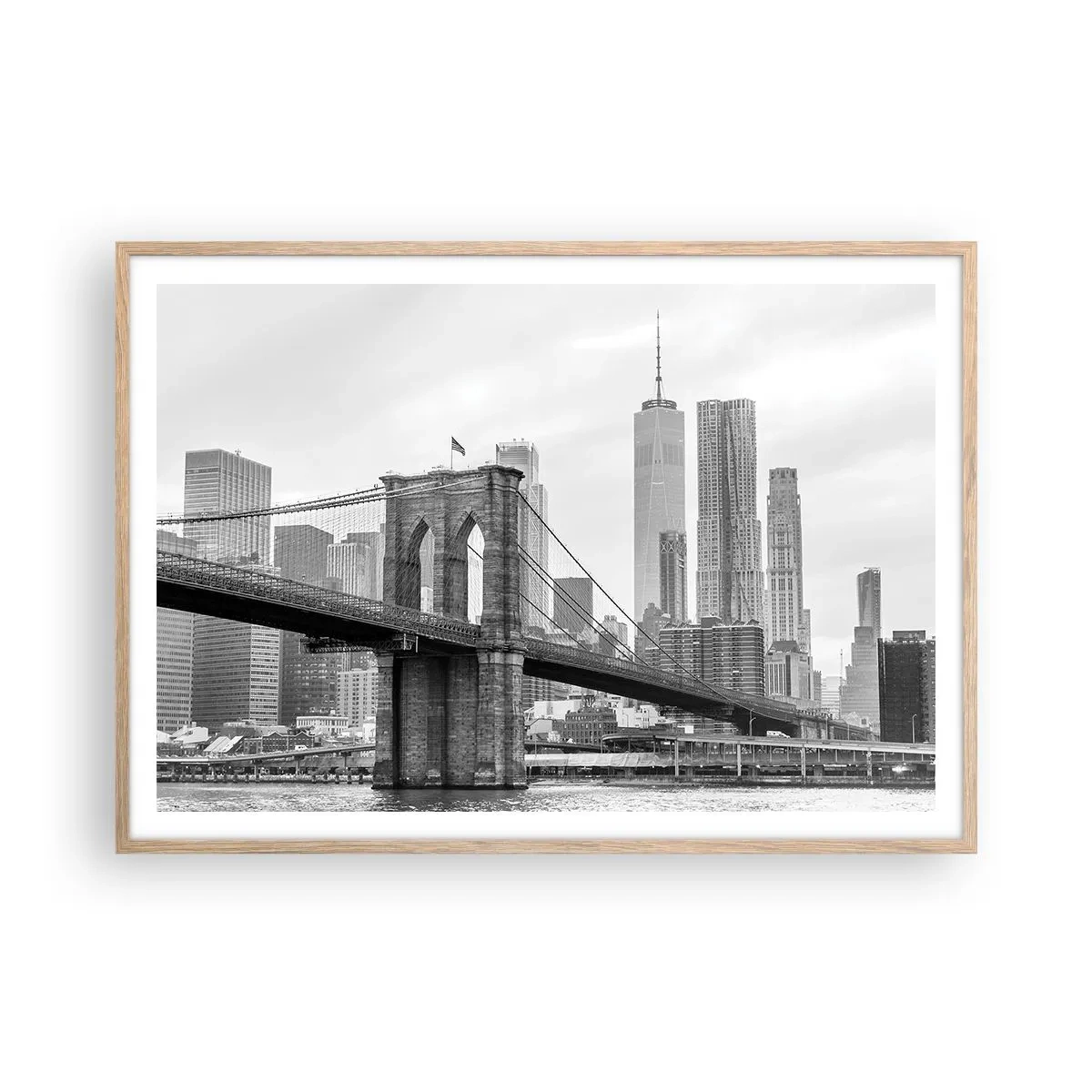 Een poster in een licht eiken lijst - New Yorkse sfeer - 100x70 cm