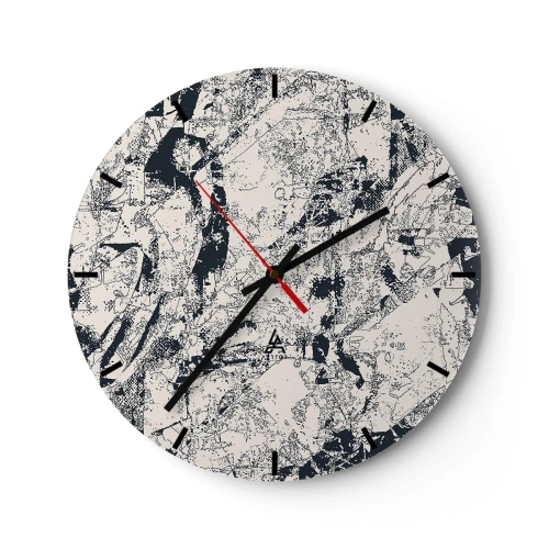 Wandklok - Klok - Abstracte compositie in tinten zwart en grijs - 30x30cm - Interpenetratie van tegenstellingen - Moderne wanddecoratie voor woonkamer, keuken en slaapkamer ARTTOR