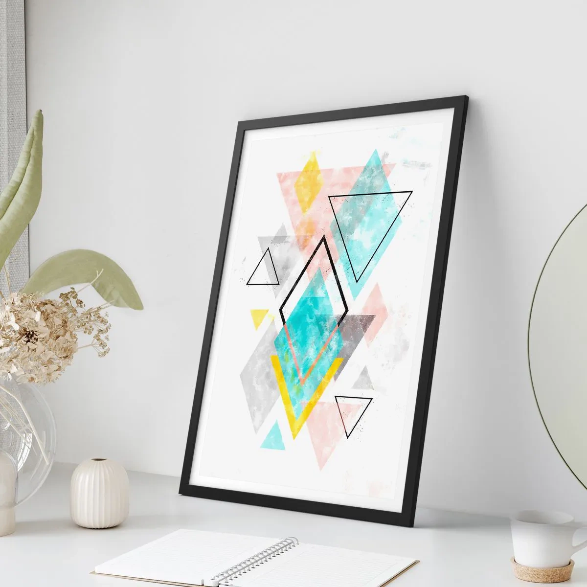 Poster in een zwarte lijst - Geometrisch spel - 70x100 cm