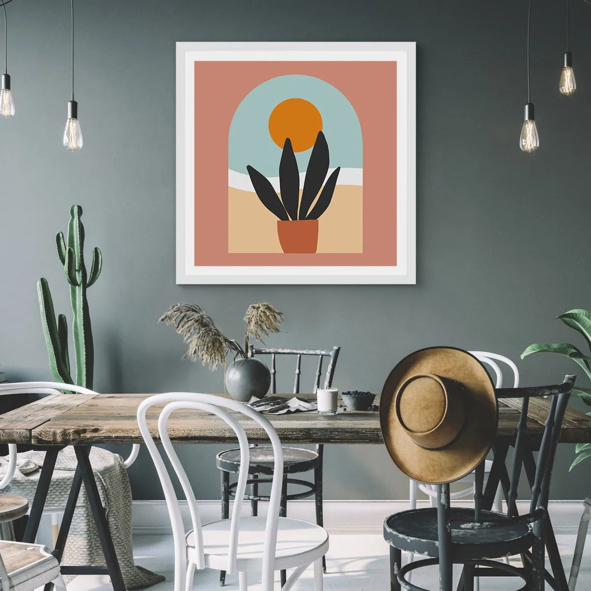 Poster in een witte lijst - Kleine geneugten - 60x60 cm