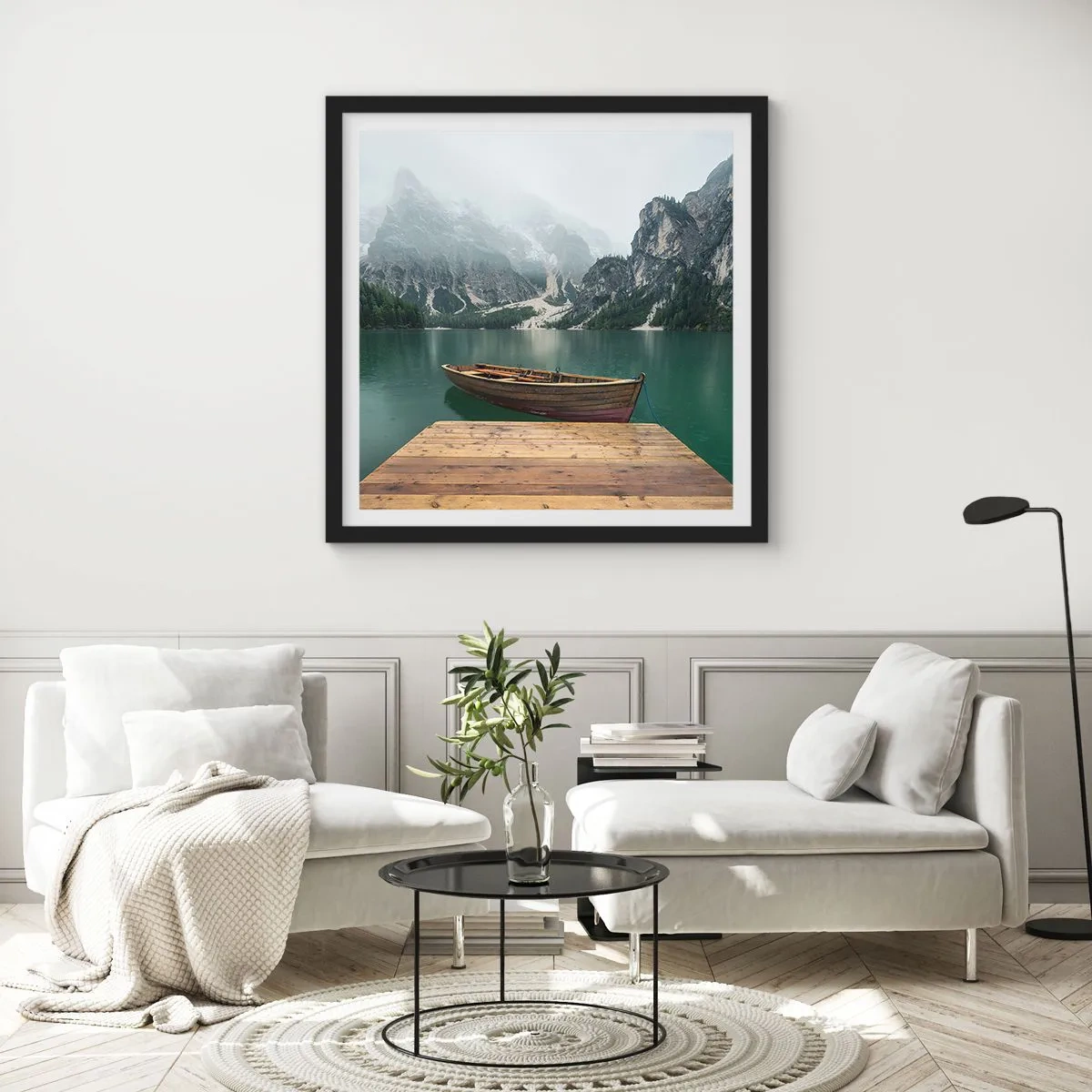 Poster in een zwarte lijst - "En de trotse rotsen van het voorhoofd" - 40x40 cm